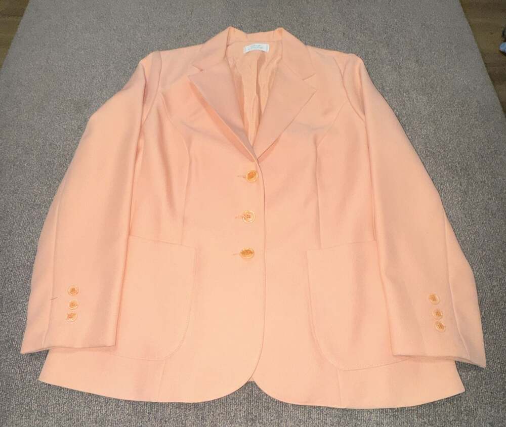Prestige of Boston Peach Button-Front Blazer Jacket with Pockets